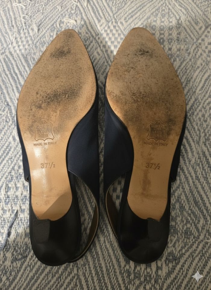 Escarpins Slingback Yves Saint Laurent Vintage en Daim Bleu Marine - T. 37.5 - photo numéro 7