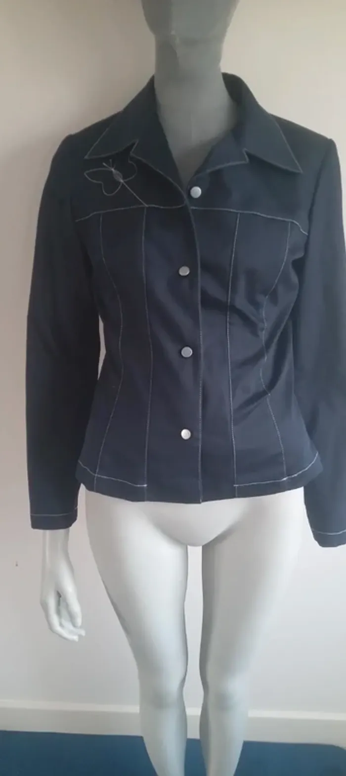 Veste vintage en jean Bleu 1 bleu 2 bleu 3