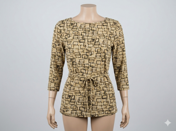 top beige avec ceinture imprimé manches 3-4 Taille 1 Xanaka Neuf