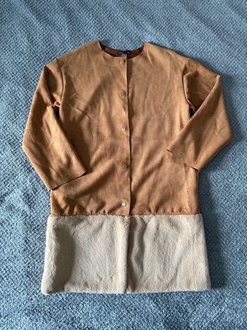 Veste longue camel zara fausse fourrure toute douce (36)