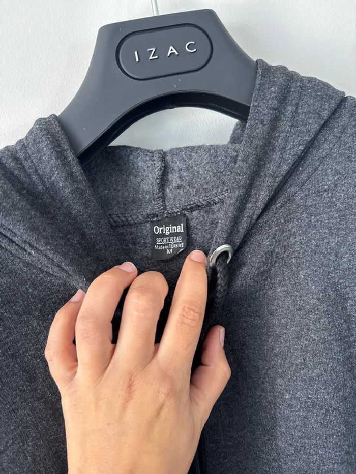 👕 sweat à capuche homme - gris - original- sportwaer neuf sans étiquette - taille m - photo numéro 4