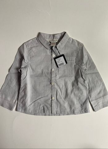 Chemise blanche à carreaux noirs Cyrillus neuf taille 18 mois