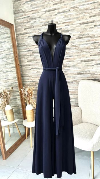 Combinaison estivale dos nu multi positions bleu marine