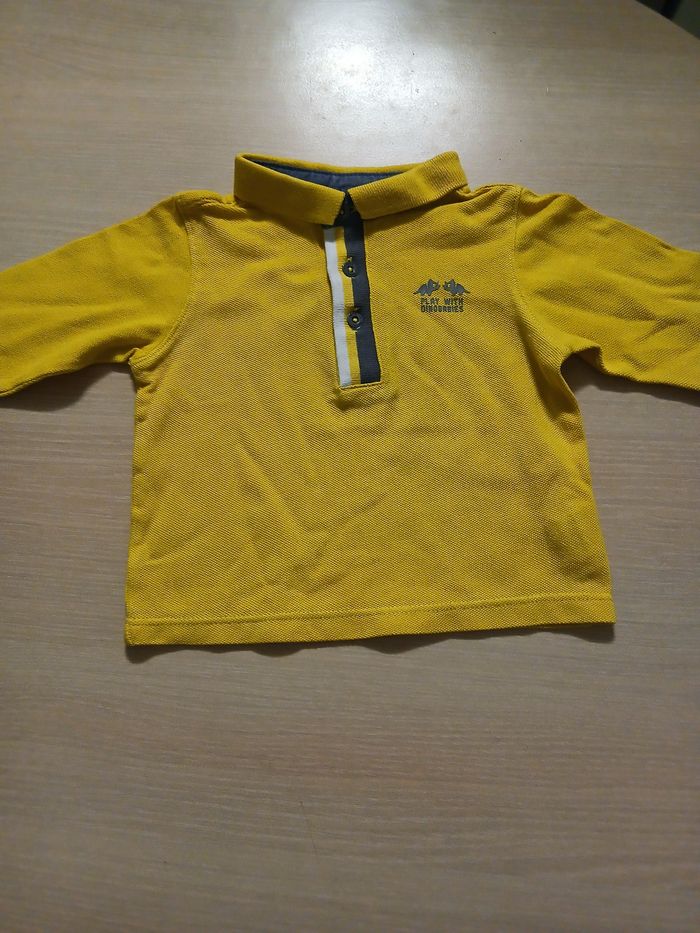 Polo longue manches en coton bebe taille 6 mois marque obaibi - photo numéro 2
