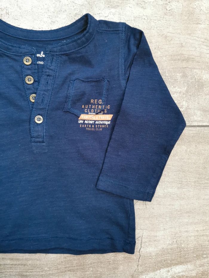 🌺Très joli Teeshirt manches longue bleu marine 6mois - photo numéro 2