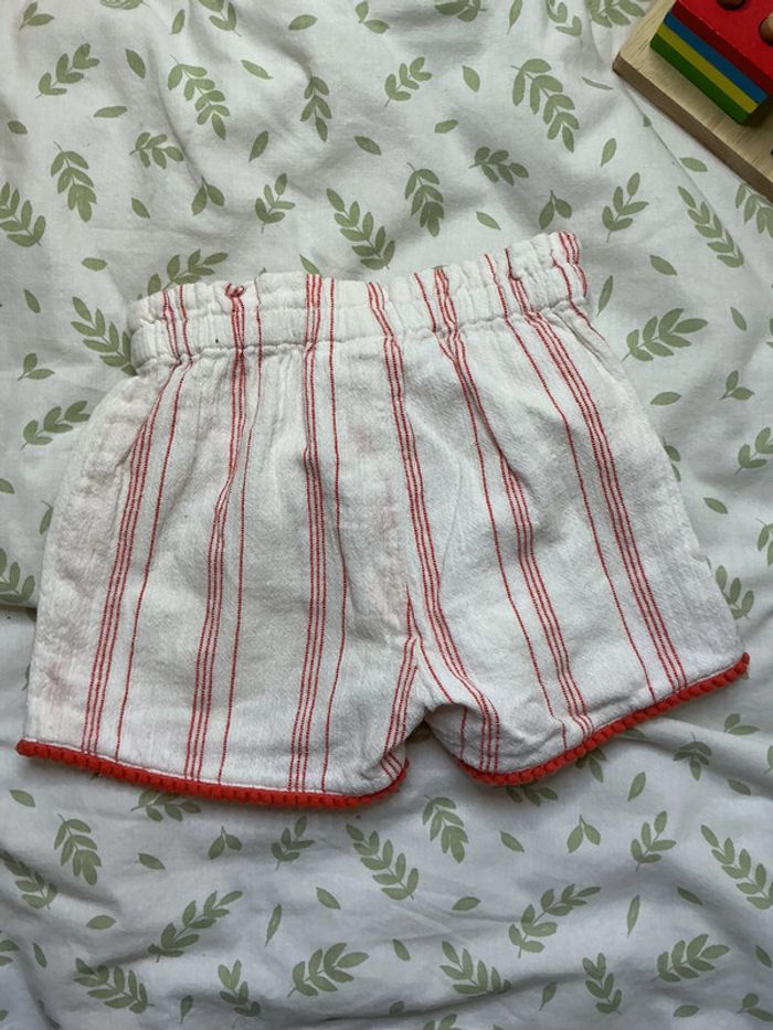 short blanc rayé corail 12 mois grain de blé - photo numéro 7