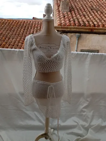 Ensemble en crochet blanc taille s