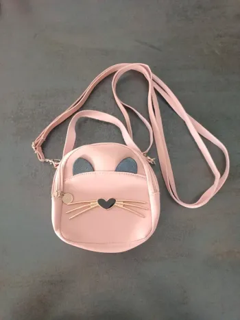 Sac bandoulière chat rose