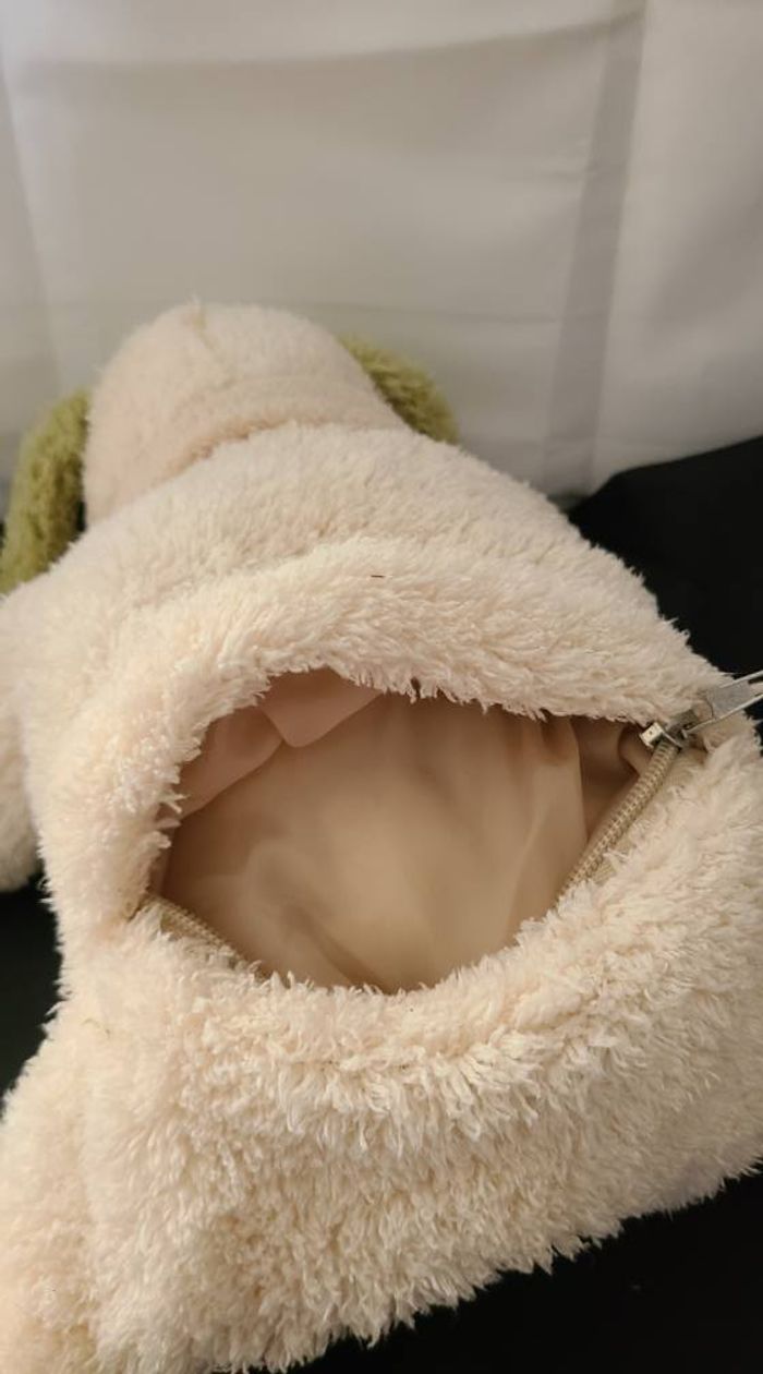 doudou chien range pyjama vert blanc echarpe pompon - photo numéro 2