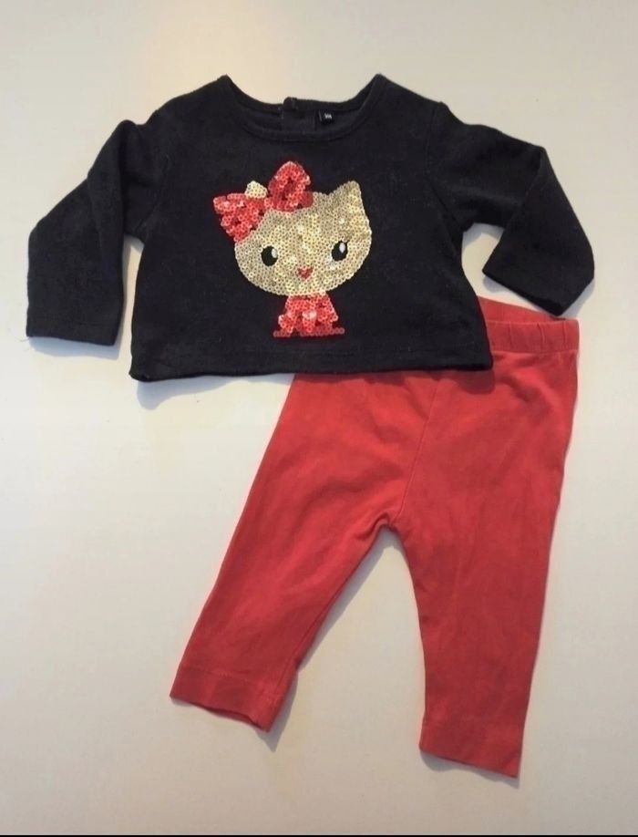 Ensemble 3 mois " chat en sequins"