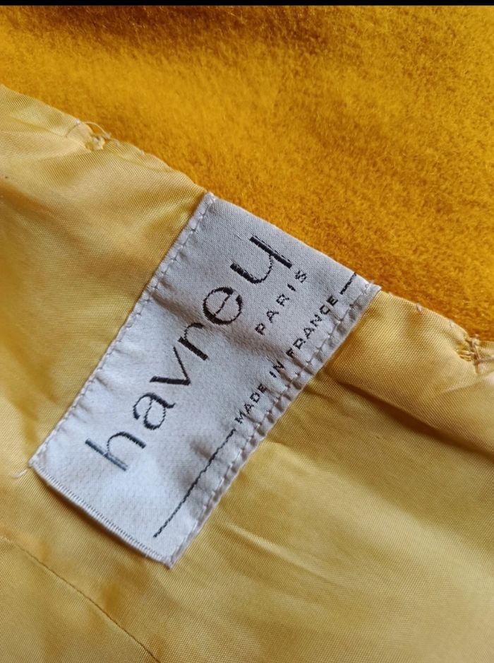 Manteau jaune moutarde col V Havrey paris chaud retro - photo numéro 4