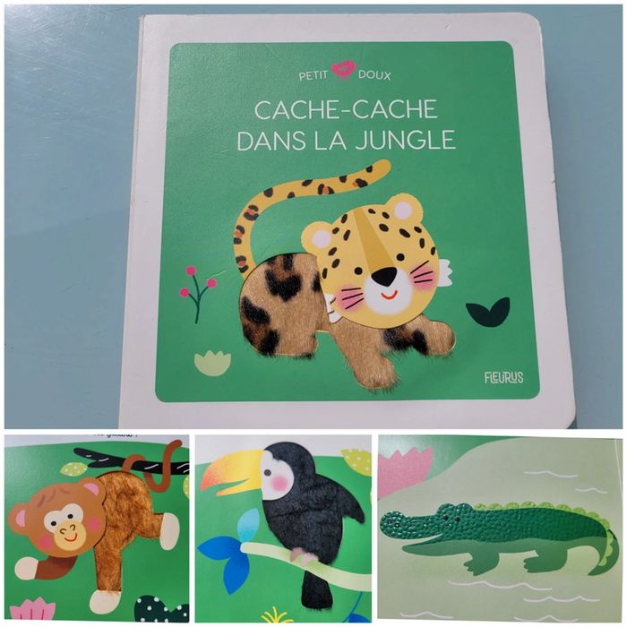 Livre à toucher Collection Petit-doux Fleurus 🐆 Cache-cache dans la jungle 🐊 72