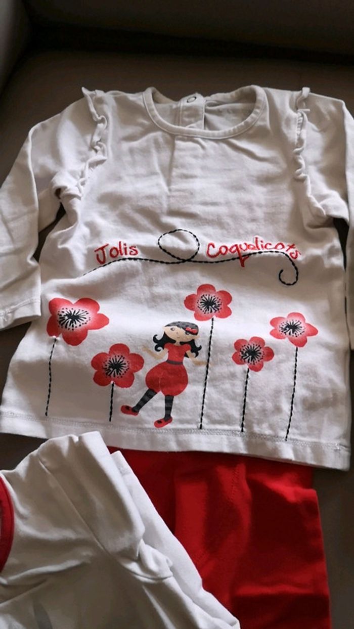 Ensemble 4 pièces coquelicots 12 mois - photo numéro 3