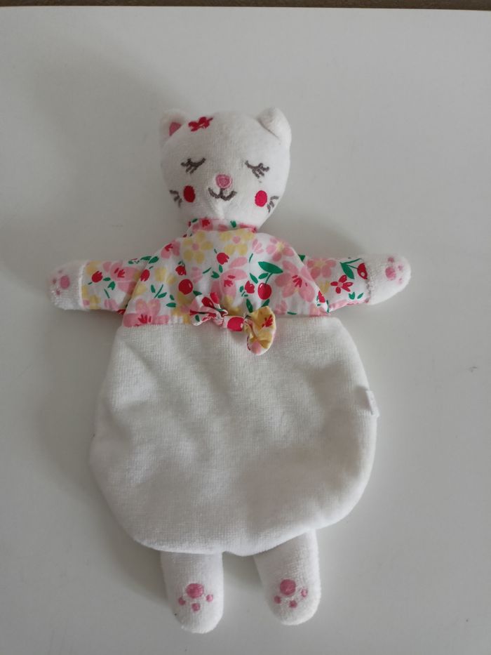 Doudou hochet plat chat sergent major 22 cm