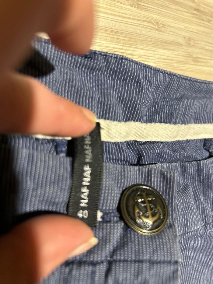 Short élégant L 40 Nafnaf bleu à rayures boutons ancre marine - photo numéro 5