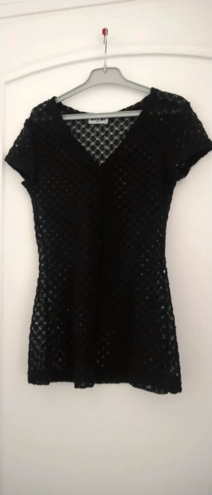 Haut noir ajouré en crochet vintage femme jennyfer 36 - photo numéro 3