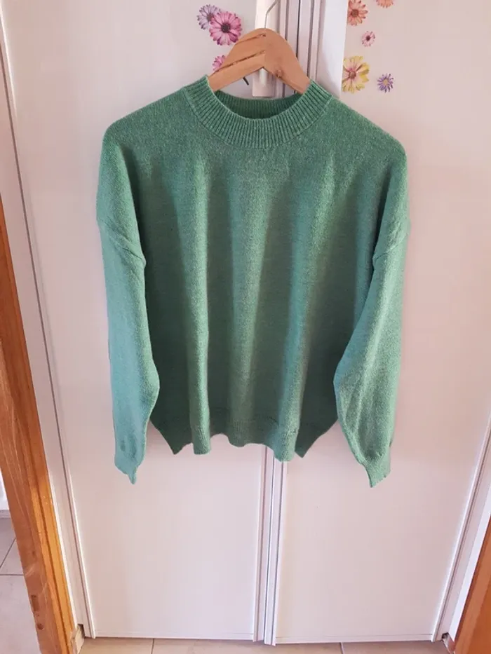 Pull vert chiné - photo numéro 2