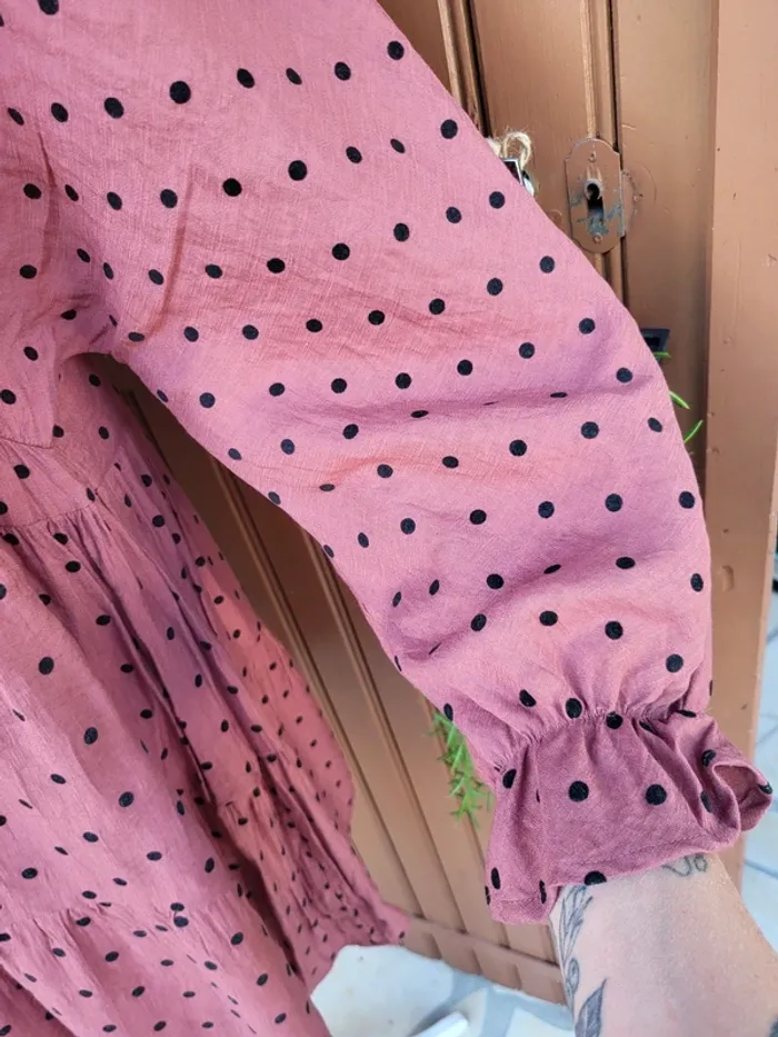 Robe volant à pois rose noir primark taille 46 - photo numéro 6