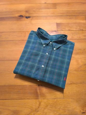 Chemisette à carreaux - Ralph Lauren - Classic Fit - Logo brodé rouge - Vert, bleu - Taille XXXL