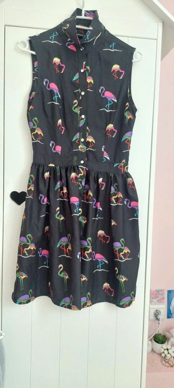 Robe noire avec flamants roses Athmosphere 10 ans