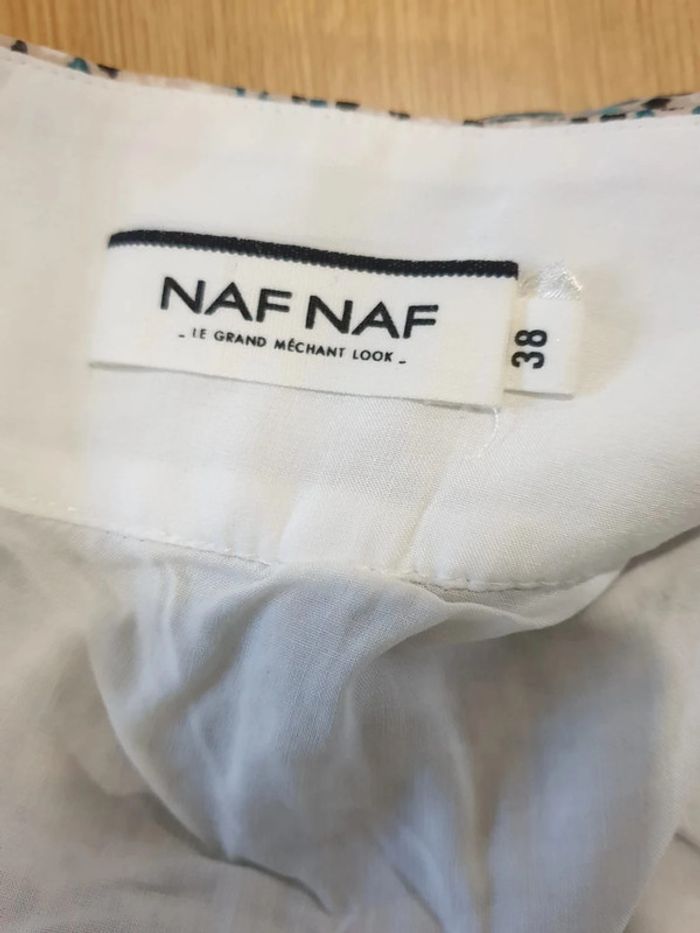 Jupe courte femme Naf Naf T38 long 46cm beige/vert/noir - photo numéro 3