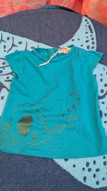 Tee-shirt vert-bleu DPAM 6 mois
