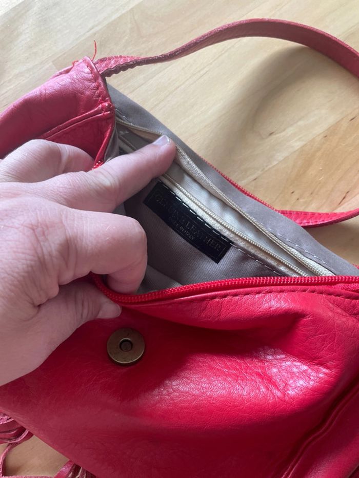 Sac à main en cuir rouge made in italy - photo numéro 8