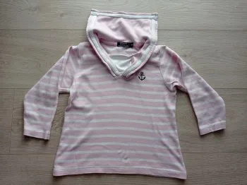 Sweat marinière rose et blanc Les petits coeurs à la mer 4 ans