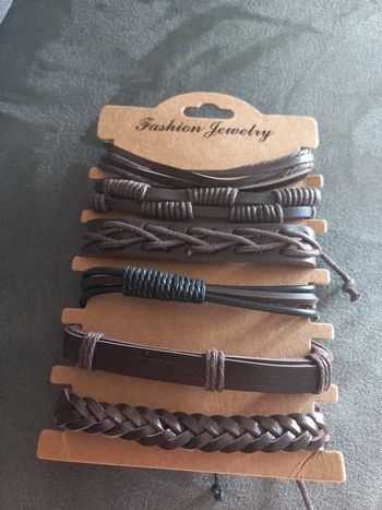 Lot 6 Bracelets cuir homme