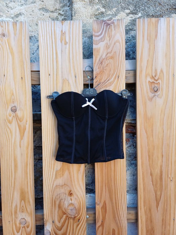 Joli bustier noir nœud rose poudré - photo numéro 2
