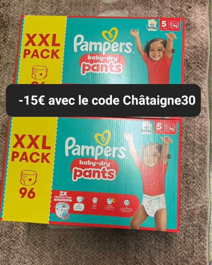 Deux carton de couche Pampers xxl  taille 5 culotte