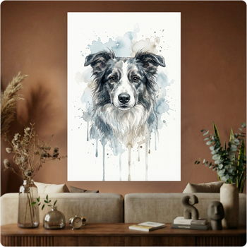 Affiche murale "Border Collie" aquarelle artistique poster chien déco A3 Sans cadre