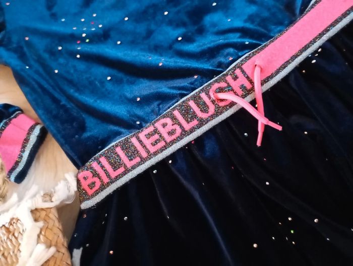 Billieblush 💖 robe en velours marine bande rose 4 ans - photo numéro 2