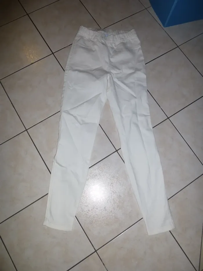 pantalon blanc taille haute élastique MS mode taille M