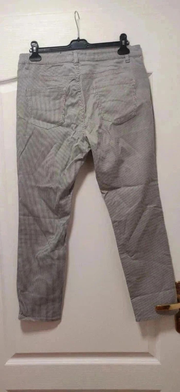 Jean 7/8ème rayé marine et blanc H&M 40 - photo numéro 5