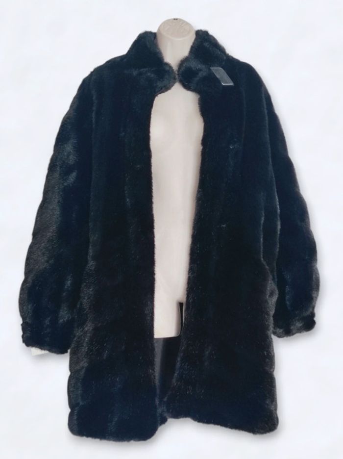 Manteau long noir fausse fourrure vintage 🇫🇷 42/XL à 44/XXL - photo numéro 6