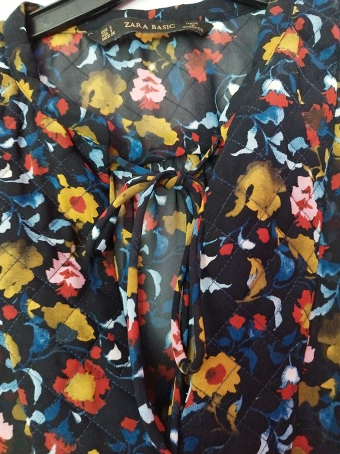 Blouse en voile a motif fleuri femme zara taille s 3 - photo numéro 4
