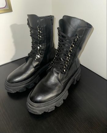 Bottines motardes en cuir noir Impicci T39