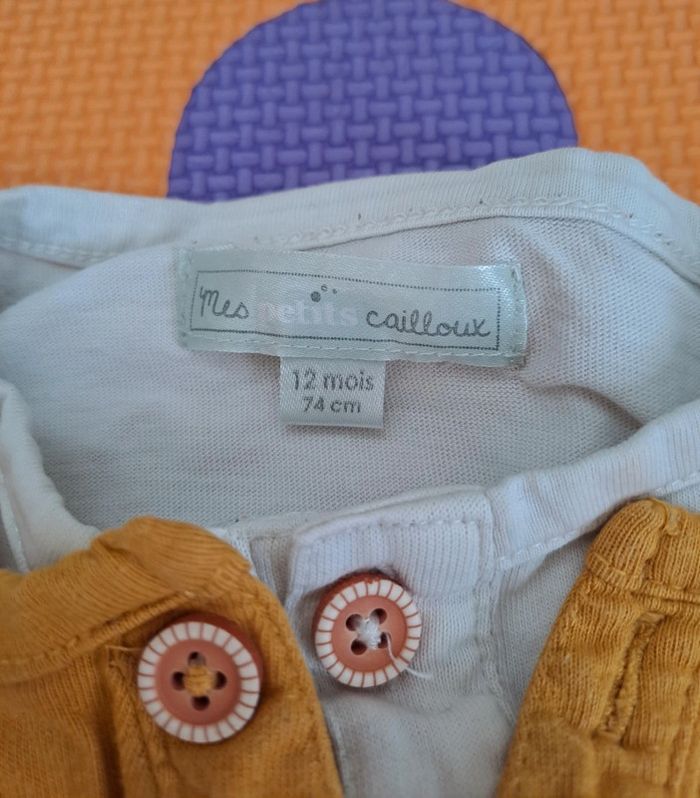 T-shirt polo manches longues moutarde renard, mes petits cailloux, taille 12 mois (74 cm) - photo numéro 3