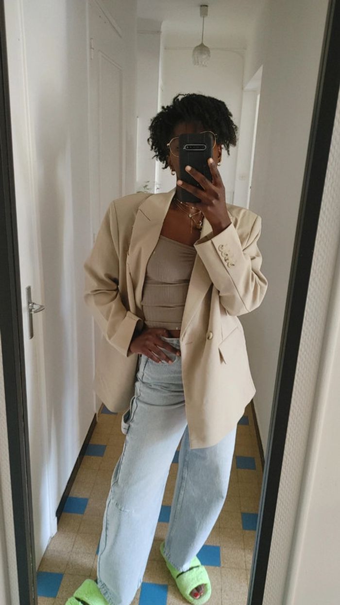 Veste blazer oversize épaulette vintage - photo numéro 9