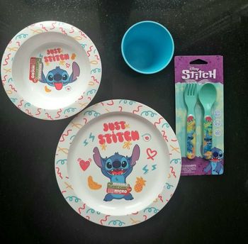 🍽️ Lot vaisselle enfant Stitch Disney – Complet – Neuf avec étiquettes