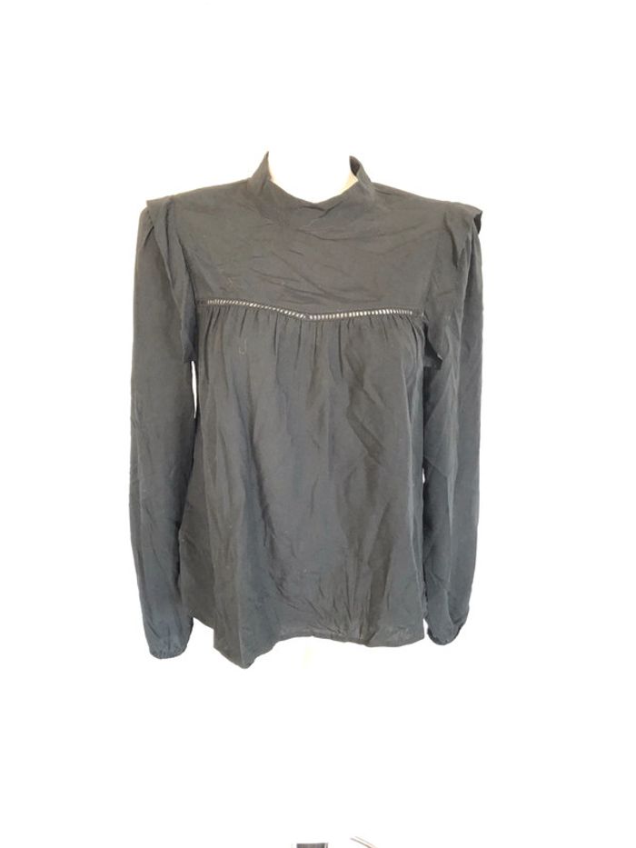 Superbe blouse Promod noire col montant taille 34 36 neuve