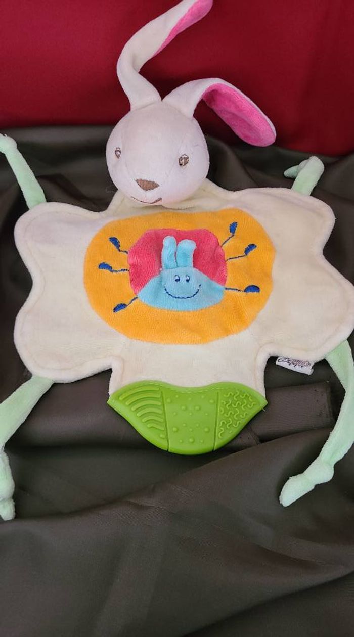 Doudou Bestever D'activités Lapin Plat Jaune Vert Orange Dentition Coccinelle - photo numéro 2