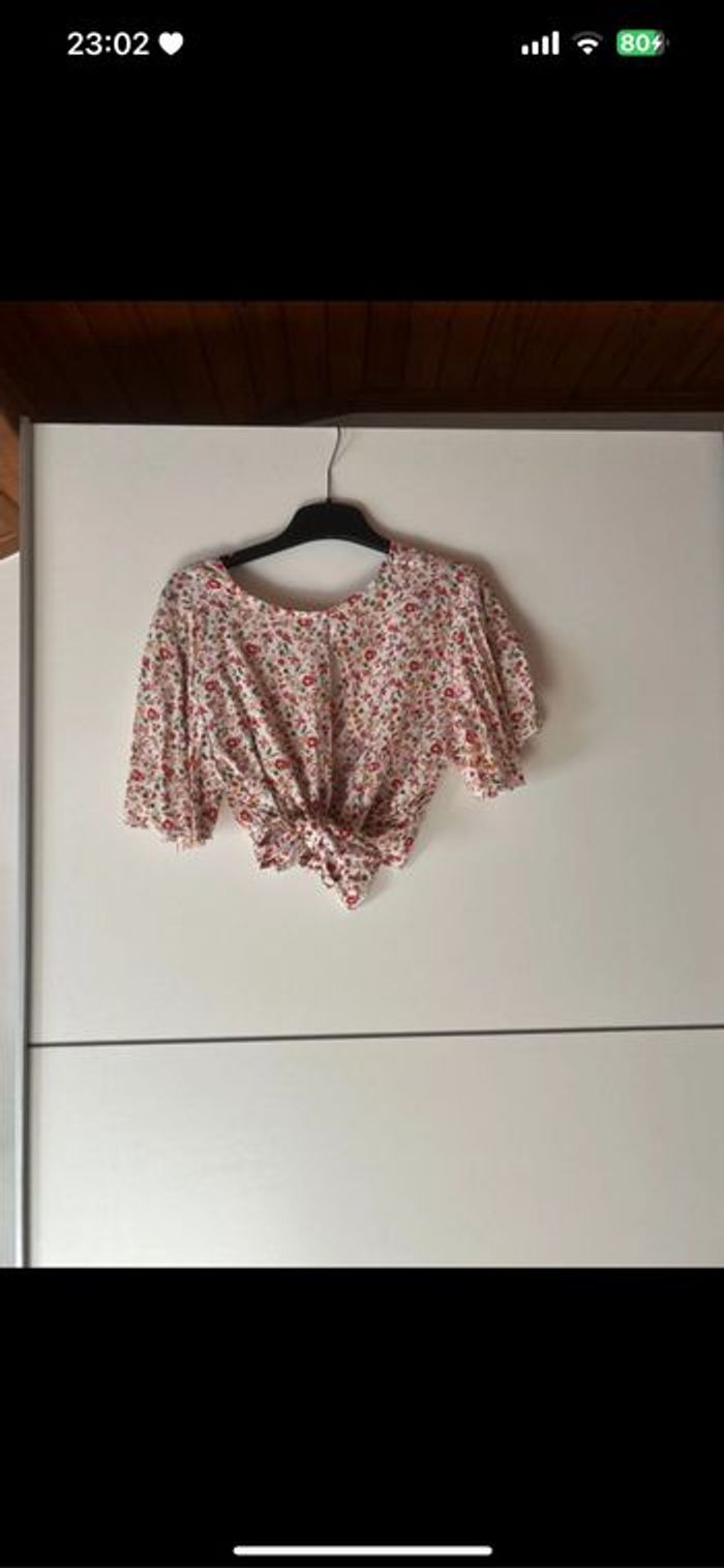 Top d’été blanc à fleurs Made In Italy – Taille unique S/M – Neuf sans étiquette – Jamais porté - photo numéro 2