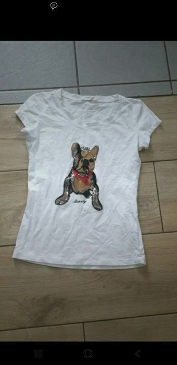 T-shirt bouldogue paillettes 34/36