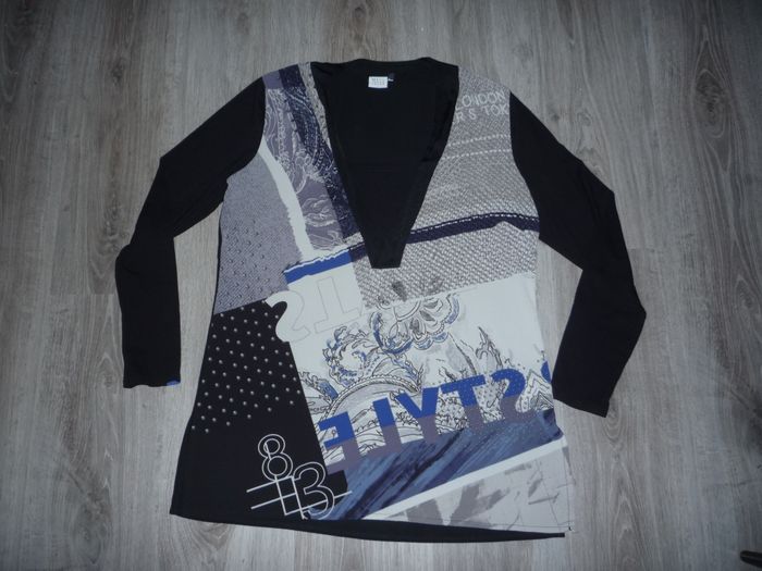 BLOUSE ML NOIRE ET MOTIFS "TREND BY MISS CAPTAIN" - TAILLE 42 - n°01