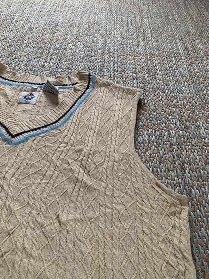 Pull sans manche vintage beige Y2k beige torsadé knitwear Vuarnet France - photo numéro 4