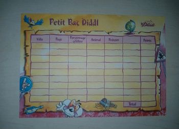 Diddl - Feuille A5 jeu "Petit Bac" neuve - 0,40€