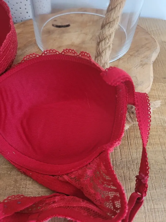 Soutien gorge 85B etam push up dentelle rouge - photo numéro 3