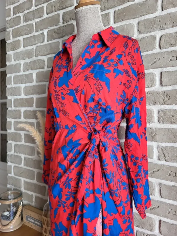 Robe portefeuille rouge imprimé fleuri Goa - photo numéro 8